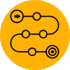 Process flow icon representing guided step-by-step real estate transactions
